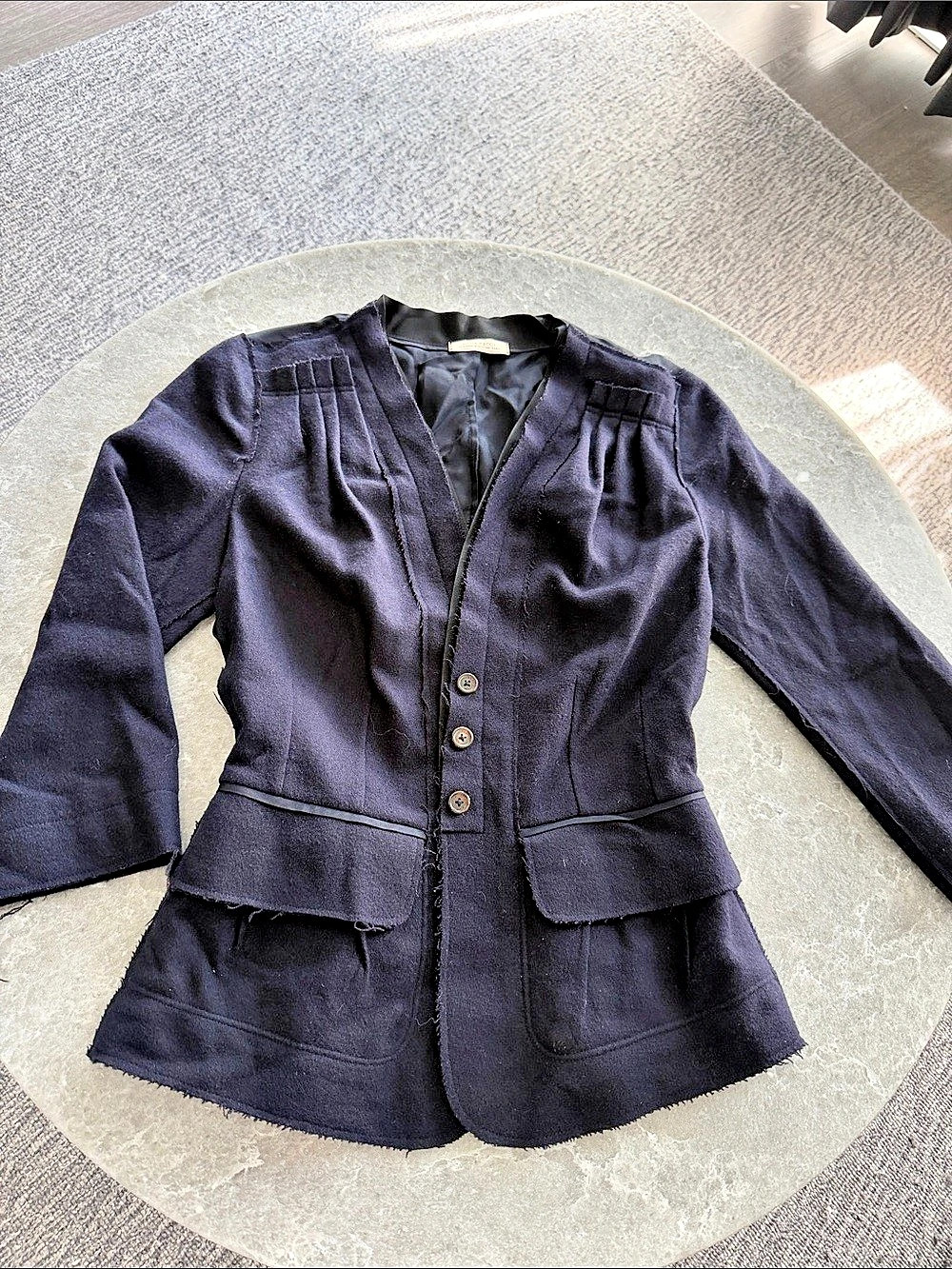 Nina Ricci Wool Peplum Blazer in Blue and black Size 36